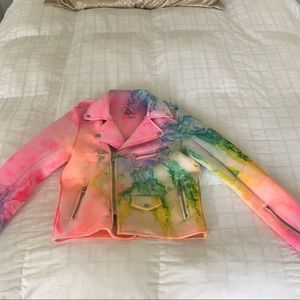 UNIF tie dye neoprene motto jacket